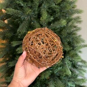 6 Gold Glitter Holiday Ornament